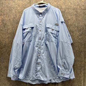 Columbia Shirt Men 4X Adult Blue Casual Button Down Vented Fishing Hike Pockets